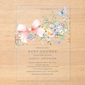 Invitations En Acrylique Fête de Bébé Fleurs Délicates  (Recto)