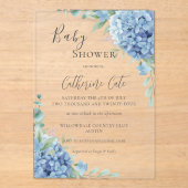 Invitations En Acrylique Fête de bébé florale Hydrangea Bleue (Recto)