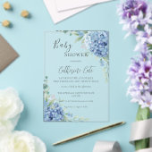 Invitations En Acrylique Fête de bébé florale Hydrangea Bleue (Insitu (Mariage))
