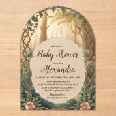 Invitations En Acrylique Fête de Bébé Forêt Enchantée (Recto)