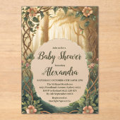 Invitations En Acrylique Fête de Bébé Forêt Enchantée (Recto)