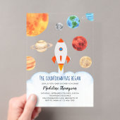 Invitations En Acrylique Fête de Bébé Fusée Spatiale Planètes Galaxie Moder (In situ (ordinateur de poche))