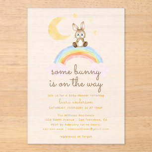 Invitations En Acrylique Fête de Bébé Genre Neutre Some Bunny's On The Way
