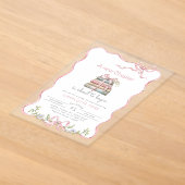 Invitations En Acrylique Fête de bébé New Chapter Storybook Pink Bow (Poser)