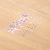 Invitations En Acrylique Fête de bébé papillon Blossom & Bow (Poser)