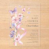 Invitations En Acrylique Fête de bébé papillon Blossom & Bow (Recto)
