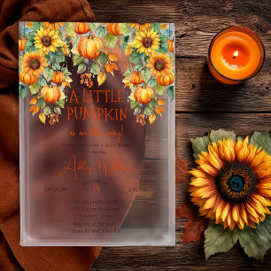 Invitations En Acrylique Fête de Bébé Petite Citrouille avec Tournesols Aut