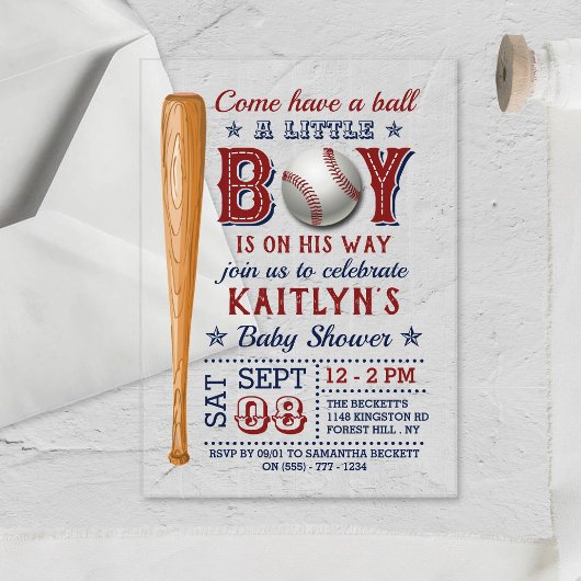Invitations En Acrylique Fête de bébé pour garçons de baseball