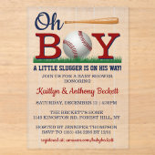 Invitations En Acrylique Fête de bébé pour garçons de baseball (Recto)