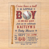 Invitations En Acrylique Fête de bébé pour garçons de baseball (Recto)
