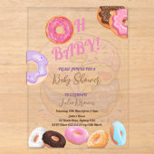 Invitations En Acrylique Fête de bébé rose Donut (Recto)