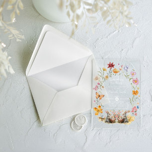 Invitations En Acrylique Fête de bébé SomeBunny Pâques Fleur Sauvage