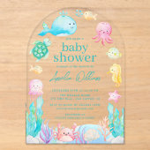 Invitations En Acrylique Fête de Bébé Sous L'Océan (Recto)