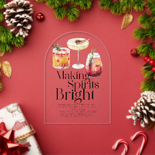 Invitations En Acrylique Fête de cocktail de Noël Making Spirits Bright