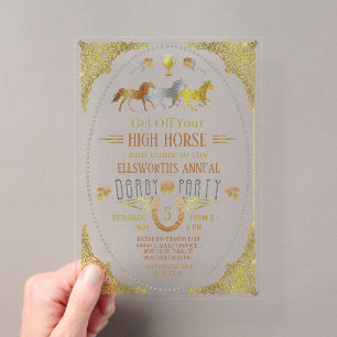 Invitations En Acrylique Fête de Derby de Courses de Chevaux Art Déco Argen