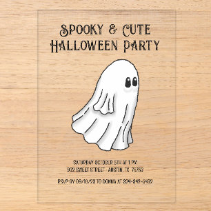 Invitations En Acrylique Fête de fantômes Halloween effrayante et mignonne