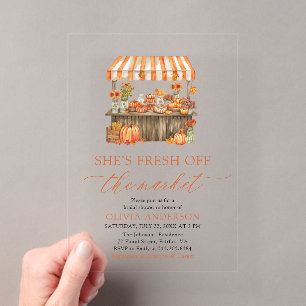 Invitations En Acrylique Fête de fiançailles Citrouille fraîche du marché a