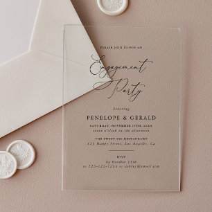 Invitations En Acrylique Fête de fiançailles élégante simple calligraphie