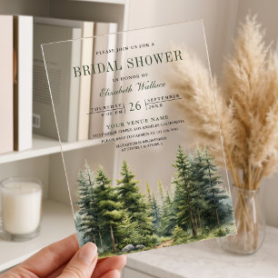 Invitations En Acrylique Fête de Fiançailles en Forêt de Pins
