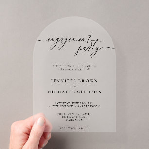 Invitations En Acrylique Fête de fiançailles Mariage moderne minimaliste