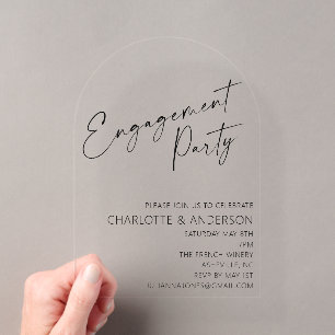 Invitations En Acrylique Fête de fiançailles moderne avec arche minimaliste
