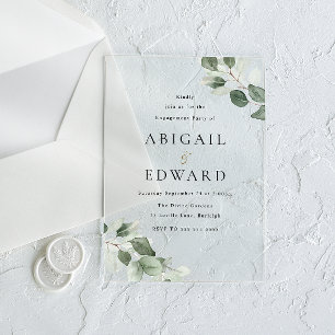Invitations En Acrylique Fête de fiançailles Moderne Minimaliste Feuille Ve