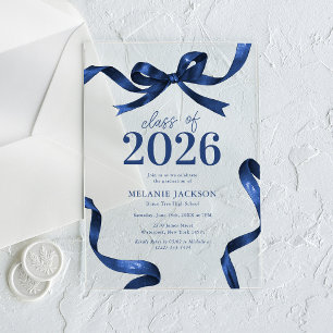 Invitations En Acrylique Fête de fin d'études au Ruban Élégant