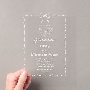 Invitations En Acrylique Fête de fin d'études avec ruban à griffonnage dess