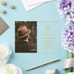 Invitations En Acrylique Fête de fin d'études de professionnel du droit