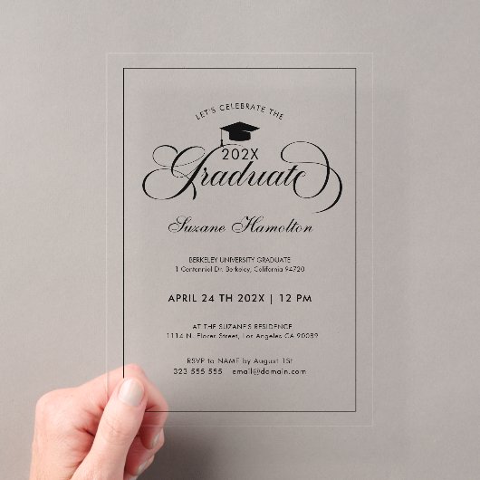 Invitations En Acrylique Fête de fin d'études Élégante Typographie Script B (In situ (ordinateur de poche))