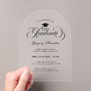 Invitations En Acrylique Fête de fin d'études Élégante Typographie Script N