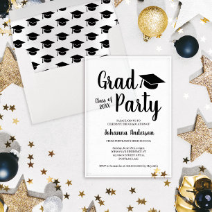 Invitations En Acrylique Fête de fin d'études transparente Promotion 2026