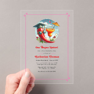 Invitations En Acrylique Fête de fin d'études "Un degré de plus rose chaud"