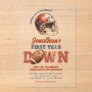 Invitations En Acrylique Fête de Football pour le Premier Anniversaire