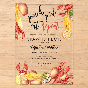 Invitations En Acrylique Fête de fruits de mer avec écrevisses pour fiançai