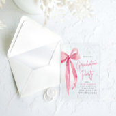 Invitations En Acrylique Fête de graduation de la bow rose et blush moderne