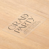 Invitations En Acrylique Fête de graduation de la typographie noire moderne (Poser)