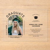 Invitations En Acrylique Fête de graduation de photo en arc simple moderne (Recto)