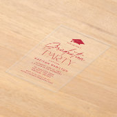 Invitations En Acrylique Fête de graduation du Red Script moderne (Poser)