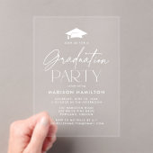 Invitations En Acrylique Fête de graduation en blanc moderne (In situ (ordinateur de poche))