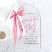 Invitations En Acrylique Fête de graduation moderne Blush Pink Bow Arched