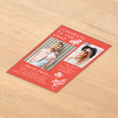 Invitations En Acrylique Fête de graduation photo de Papillon blanc rouge m (Poser)