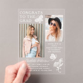 Invitations En Acrylique Fête de graduation photo papillon blanc moderne (In situ (ordinateur de poche))