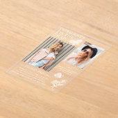 Invitations En Acrylique Fête de graduation photo papillon blanc moderne (Poser)