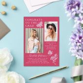 Invitations En Acrylique Fête de graduation photo papillon Fuchsia moderne (Insitu (Mariage))