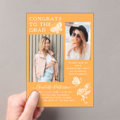 Invitations En Acrylique Fête de graduation photo papillon Mango moderne (In situ (ordinateur de poche))