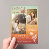 Invitations En Acrylique Fête de graduation photo papillon orange moderne (In situ (ordinateur de poche))