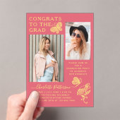 Invitations En Acrylique Fête de graduation photo papillon rose moderne (In situ (ordinateur de poche))