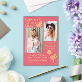 Invitations En Acrylique Fête de graduation photo papillon rose moderne (Insitu (Mariage))