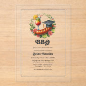 Invitations En Acrylique Fête de graduation pour barbecue lunaire (Recto)